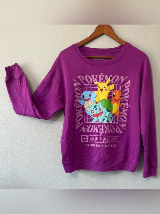 Pokemon Tops - Pokemon Ready for Battle Purple Graphic Crewneck Sweatshirt SZ SM EUC